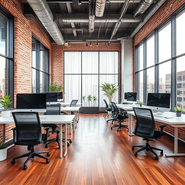 Office Interior in Exposed brick and grey