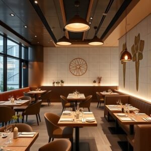 Classical Restaurant Interiors in Warm Hues